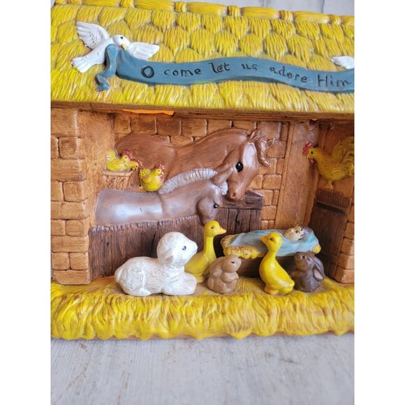 BB vintage ceramic nativity scene stable animals Jesus Xmas home decor - Picture 3 of 11